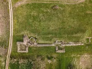 Drone aerial view on Felix Timacum minus ancient castle