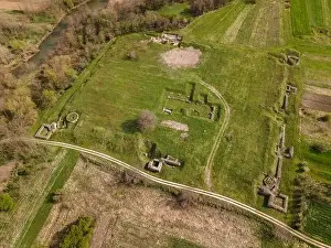 Drone aerial view on Felix Timacum minus ancient castle