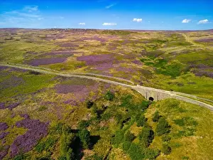 A drone captures the breathtaking view of the ancient bridge on Kirkby Malzeard Moor