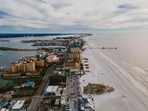 A drone captures the expansive Miami coastline with buildings