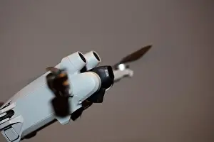 Piloting Prints: The drone copter flying with digital camera isolated on empty colorful background grey drones quad with sensors fly