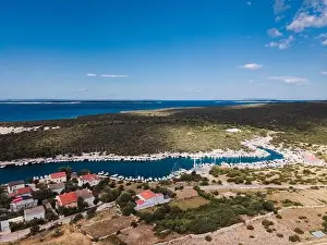 Riva Prints: Drone flight over the beautiful island of Pag in Croatia, simuni, novalja, zrece beach