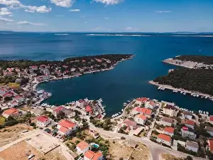 Riva Prints: Drone flight over the beautiful island of Pag in Croatia, simuni, novalja, zrece beach