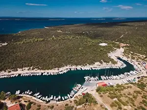 Riva Prints: Drone flight over the beautiful island of Pag in Croatia, simuni, novalja, zrece beach