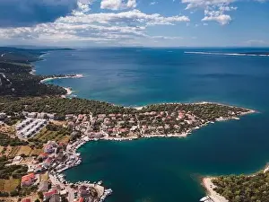 Riva Prints: Drone flight over the beautiful island of Pag in Croatia, simuni, novalja, zrece beach