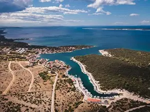 Riva Prints: Drone flight over the beautiful island of Pag in Croatia, simuni, novalja, zrece beach