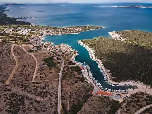 Riva Prints: Drone flight over the beautiful island of Pag in Croatia, simuni, novalja, zrece beach