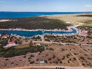 Riva Prints: Drone flight over the beautiful island of Pag in Croatia, simuni, novalja, zrece beach