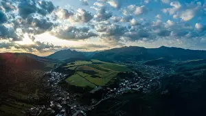 drone image. aerial view of rural mountain area in Slovakia