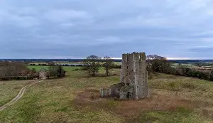 North Norfolk Prints: A drone image taking looking over the Tower and ruins of St Edmund at Egmere