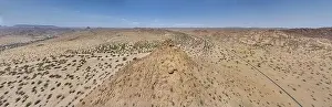 Petroglyph Prints: Drone panorama over the Namibian desert landscape near Twyfelfontein during the day in summer