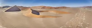 Namib Prints: Drone panorama over the Sossusvlei and the surrounding dunes of the Namib Desert in Namibia during the day in summer