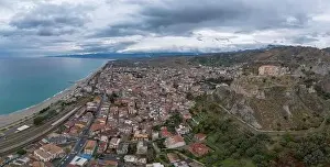 Europea Prints: Drone perspective of the picturesque Calabrian village of Roccella Ionica