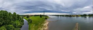 Drone photography. Panoramic view of the rivers Rhine and Wupper near Leverkusen, Germany