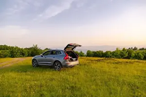 Videography Prints: drone ready for fly in suv trunk landscape nature mountains sunset