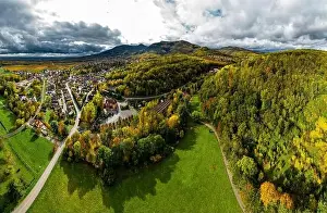 Gewurztraminer Prints: A drone rises above a multi-colored valley in the Vosges