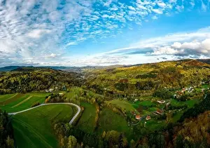 Gewurztraminer Prints: A drone rises above a multi-colored valley in the Vosges
