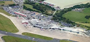 Employer Prints: A drone shot of Leeds Bradford Airport, West Yorkshire, northern England, UK