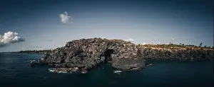 Drone shot taken from the top of the cliff near albion in mauritius island