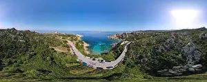 Capo Prints: Drone view at Cala Spinosa near Santa Teresa di Gallura on Sardinia in Italy