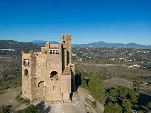 drone view of Castillo de la Mota in Alhaurín el Grande in the province of Málaga, Spain