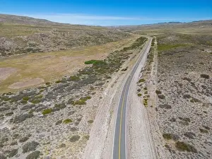 Drone view of the famous Ruta40 through the Argentinian Pampa in the Province Neuquén - Traveling South America