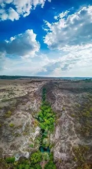 Drone view at Hotnishki Waterfall near Veliko Tarnovo during summer with great acqua colors