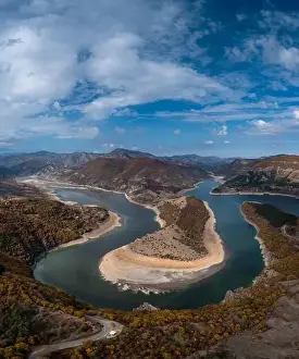 Bends Prints: Drone view of the Kardzhali reservoir and Arda River Bends in Bulgaria