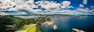 Kristiansand Prints: Drone view of Kristiansand town and Kvadraturen from Oderoya, Norway