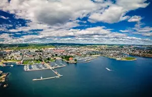 Kristiansand Prints: Drone view of Kristiansand town and Kvadraturen from Oderoya, Norway