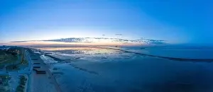 Back Light Prints: Drone view, Landscape panorama with a view over the Grimmershoerner Bay