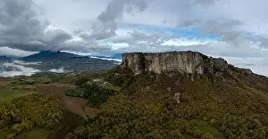 Butte Prints: Drone view of the Pietra di Bismantova mesa and mountain landscape near Castelnovo ne Monti