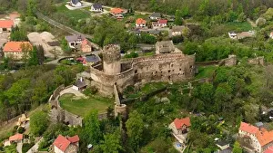 Silesia Prints: Drone view reveals the ancient Bolkow Castle nestled in Dolnośląskie, Poland