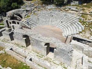 Butrint Prints: Drone view at the roman archaeological site of Butrinto on Albania