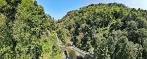 Lonely Mountain Prints: Drone view at the roman bridge of Intragna on the italian part of Switzerland