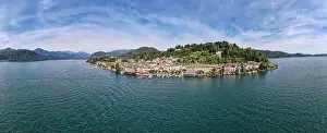 Vacation Village Prints: Drone view at the sacred mount Orta and San Giulio island on Italy