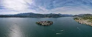 Vacation Village Prints: Drone view at the sacred mount Orta and San Giulio island on Italy