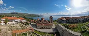 Drone view at Saint Clement monastery of Ohrid on Macedonia
