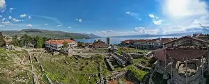 Drone view at Saint Clement monastery of Ohrid on Macedonia