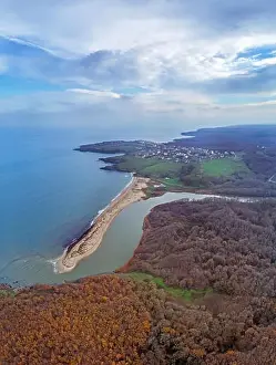 Sinemorets Prints: Drone top view Strandzha Nature Park, Mouth of Veleka River