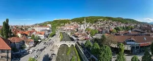 Kosovo Prints: Drone view at the town of Prizren on Kosovo