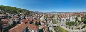Kosovo Prints: Drone view at the town of Prizren on Kosovo