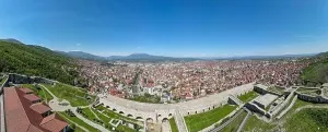 Kosovo Prints: Drone view at the town of Prizren on Kosovo