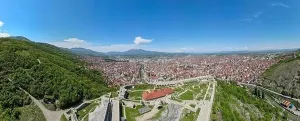 Kosovo Prints: Drone view at the town of Prizren on Kosovo