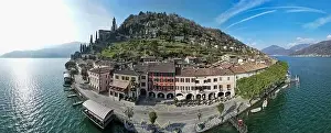 Drone view at the traditional village of Morcote on Switzerland