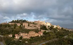 Smalltown Prints: A drone view of the Tuscan hilltop village and wine capital of Montepulciano