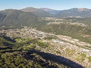 Jealous Prints: Drone view at Vedeggio valley near Lugano on the italian part of Switzerland