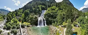Ticino Prints: Drone view at the waterfall of Piumogna near Faido on the Swiss alps