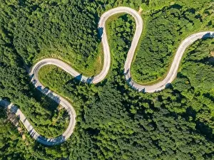 Bent Prints: Drone view of the winding road from Domanic Town of Kutahya to Inegöl direction