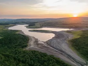 Parched Prints: Drought conditions are shown through drone shots of Stocks Reservoir Hodder valley in the Forest of Bowland